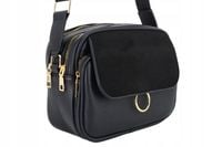 Torebka mała przewieszka miejska klasyczna długi pasek klapeczka CZARNA