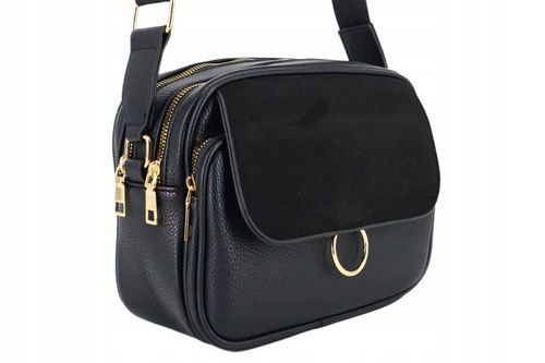 Torebka mała przewieszka miejska klasyczna długi pasek klapeczka CZARNA na Arena.pl