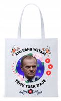 Donald Tusk Platforma Torba Eco Biała Shopper Z Nadrukiem Ze Zdjęciem