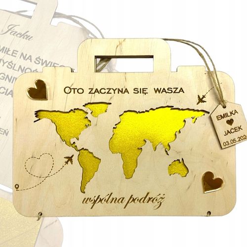 Kartka Na Ślub Ślubna Drewniana kartka Grawer walizka na Arena.pl