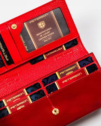 pojemny, skórzany portfel damski z systemem rfid w czarno-czerwonym na Arena.pl