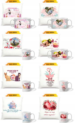 Zestaw PODUSZKA + KUBEK ze zdjęciem imieniem PREZENT NA WALENTYNKI na Arena.pl