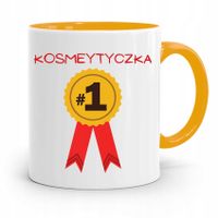 Kubek Żółty Kosmetyczki Kosmetyczka Numer Jeden Z Nadrukiem Ze Zdjęciem