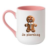 KUBEK "JA PIERNICZĘ" Wzór - Elegant Biało-Różowy 330 ml