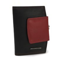 portfel damski skóra matte - czarno-ciemnoczerwony