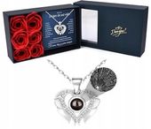 Naszyjnik Skrzydła Anioła Srebrny Kamień Kocham Cię w 100 Językach Pudełko