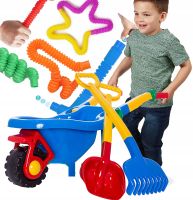 Duża taczka ogrodowa 74cm łopatka grabki+ rurki antystresowe Montesori