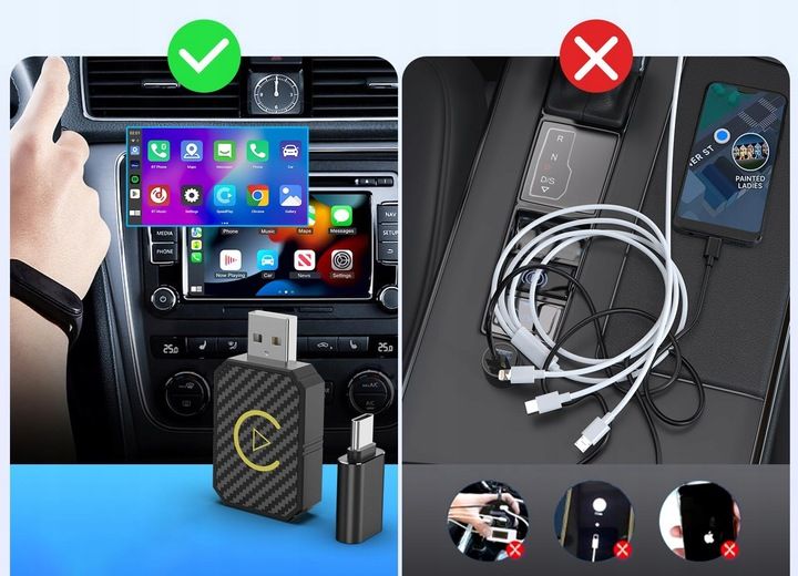 BEZPRZEWODOWY ADAPTER ANDROID AUTO CARPLAY 2 W 1 PLUG AND PLAY MINI zdjęcie 3