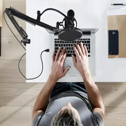 Mikrofon studyjny USB pojemnościowy statyw pop filtr kardioidalny na Arena.pl