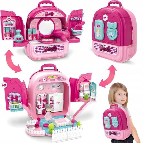 Toaletka w plecaku lalka DOMKU salon dla dzieci 3w1 dla 3 4 5 6 7 latki na Arena.pl