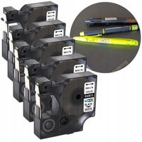 5 sztuk taśma do DYMO D1 43613 6mm/7m biała/czarny LM160 LM280