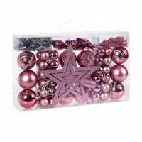 BOMBKI OZDOBY CHOINKOWE 66szt GWIAZDKI ROZOWE