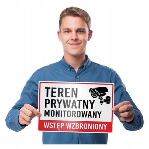 Tabliczka Teren Prywatny Monitorowany Wstęp Wzbroniony PCV 20x30 - 3 sztuki na Arena.pl