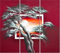 90CM 80 OBRAZ 3 ELEM KARMAZYNOWY ZACHÓD SŁOŃCA ŚCIENNY