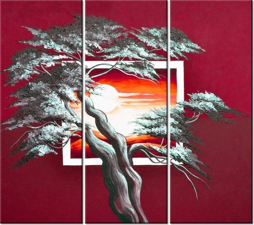 90CM 80 OBRAZ 3 ELEM KARMAZYNOWY ZACHÓD SŁOŃCA ŚCIENNY na Arena.pl