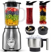 Blender kielichowy szklany 4w1 Yoer +MŁYNEK +2 Bidony 2,4L 1800W +stal