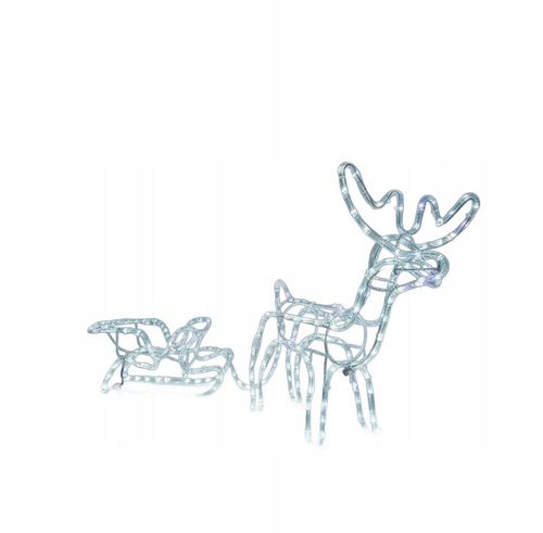 Renifer LED z Saniami na Zewnątrz - Świąteczne Światło FLASH, Biały Zimny na Arena.pl