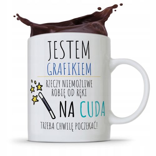 Kubek Prezent Dla Grafika Na Cuda Trzeba Poczekać Z Nadrukiem Ze Zdjęciem na Arena.pl