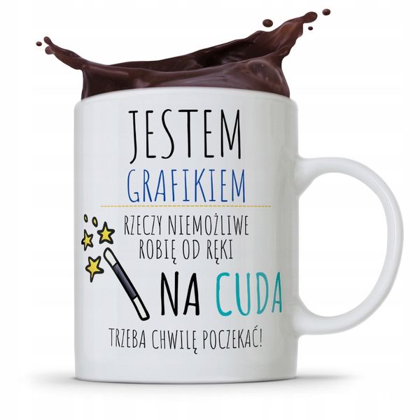 Kubek Prezent Dla Grafika Na Cuda Trzeba Poczekać Z Nadrukiem Ze Zdjęciem zdjęcie 1