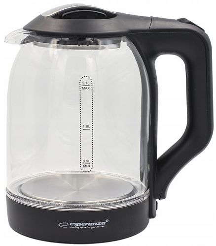 BEZPRZEWODOWY CZAJNIK ELEKTRYCZNY SZKLANY LED 1,7L CZARNY MOCNY na Arena.pl