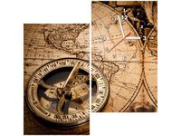 60X60CM ZEGAR MAPA ŚWIATA OBRAZ DREWNO ŚCIAN KWADRAT