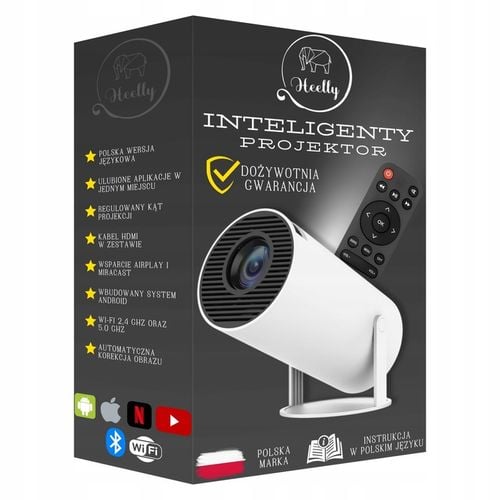 PROJEKTOR RZUTNIK ANDROID TV WIFI MINI 4K PRZENOŚNY SMART GŁOŚNIK OBROTOWY na Arena.pl