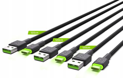 Zestaw 3x Kabel GC Ray USB - USB-C 120cm LED Quick Charge 3.0 na Arena.pl
