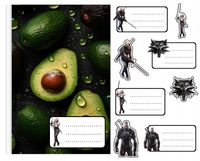 NAKLEJKI NA ZESZYT ZESZYTY NALEPKA 8szt - WIEDZMIN WZORY Z GIER + GRATIS