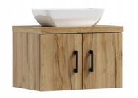 Szafka łazienkowa wisząca MARKUS 80 dąb craft złoty z umywalką Lara (W1)