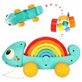 Kameleon do ciągnięcia tęcza Zabawka Układanka Montessori Kolorowe puzzle