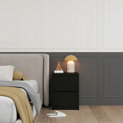 Praktyczna Szafka Nocna CZARNA 2 szuflady stolik nocny loft 42x52x43cm na Arena.pl