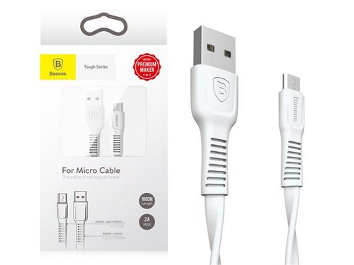 Kabel Baseus micro USB Tough Series 1M 2A płaski biały na Arena.pl