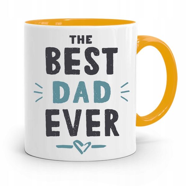 Kubek Żółty Dzień Ojca Dla Taty Best Dad Ever Z Nadrukiem Ze Zdjęciem zdjęcie 1