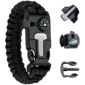 Bransoletka survival opaska 5w1 kompas krzesiwo linka nóż linka paracord