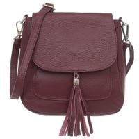 VERA PELLE torebka skórzana listonoszka na ramię z klapą V657 c.bordowa