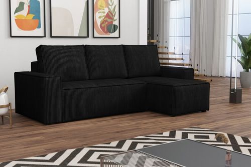 Narożnik Rozkładany BERGAMO Sztruks Rogówka z Funkcją Spania Pościel na Arena.pl