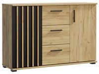 KOMODA Z LAMELAMI SZUFLADY SZAFKI 120 CM NOWOCZESNA LOFT POJEMNA