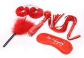 fetish fever   bondage set   5 pieces   red