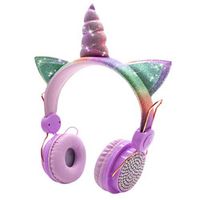 KOCIE USZY SŁUCHAWKI DLA DZIECI BLUETOOTH KOTEK  JEDNOROŻEC Z CYRKONIAMI