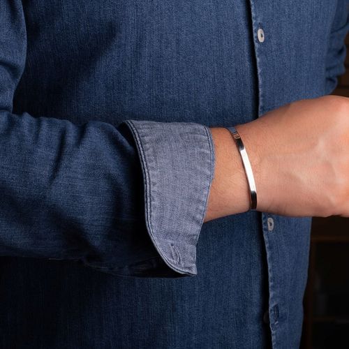 MĘSKA BRANSOLETKA ZE SREBRA 925 SZTYWNA DOGINANA GŁADKA DLA NIEGO na Arena.pl