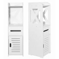 SZAFKA ŁAZIENKOWA BIAŁA LEOBERT AŻUROWA 4 PÓŁKI LEKKA