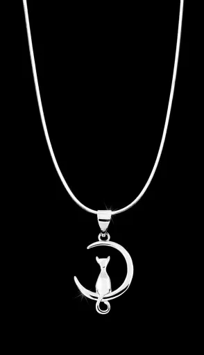 ŁAŃCUSZEK NASZYJNIK SREBRNY KOT KOTEK SREBRO 925 LINKA 45cm NA PREZENT zdjęcie 2