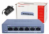 Switch POE 4x PoE 2x LAN do 4 kamer IP HIKVISION 45W 10/100Mbps