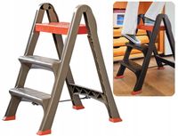 SOLIDNA WYTRZYMAŁA DRABINKA DRABINA 3 STOPNIE ROZKŁADANA DOMOWA do 130kg BM