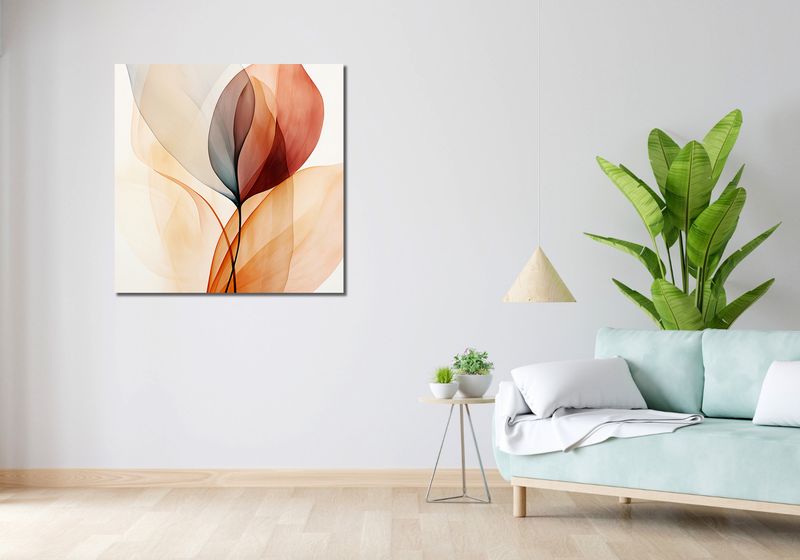 Obraz 90x90cm Eteryczne Liście zdjęcie 2
