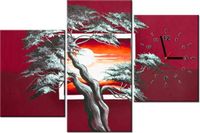 60CM 90 ZEGAR 3 ELEM KARMAZYNOWY ZACHÓD SŁOŃCA ŚCIENNY