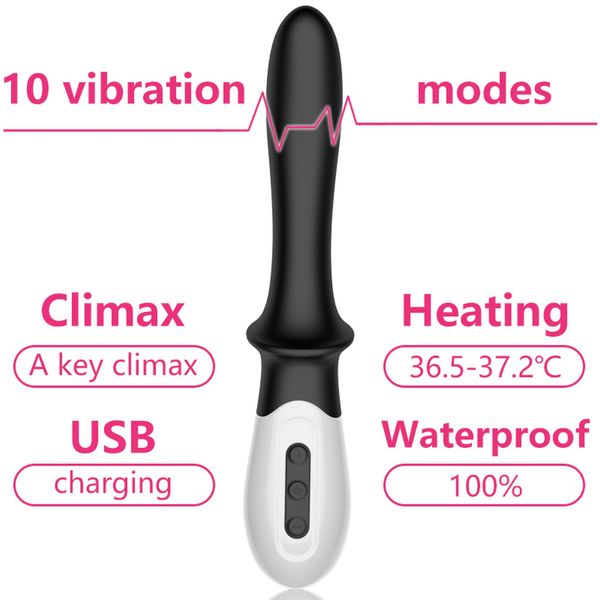 Wibrator-Silicone Prostate / G-Spot Massager Usb 10 Function / Heating zdjęcie 12