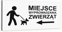 Tabliczka informacyjna BIAŁA nierdzewna MIEJSCE WYPROWADZANIA ZWIERZĄT