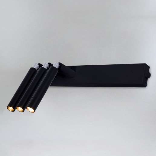 Kinkiet LAMPA ścienna ALHA E 9015 Shilo 3-punktowa OPRAWA listwa regulowane tuby czarne zdjęcie 2