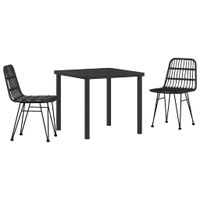 Zestaw do jadalni w ogrodzie 3 pcs Czarny Polirattan